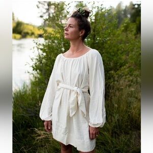 Honeydove Vintage Puff Sleeve Dress Custom Dye Deep Red